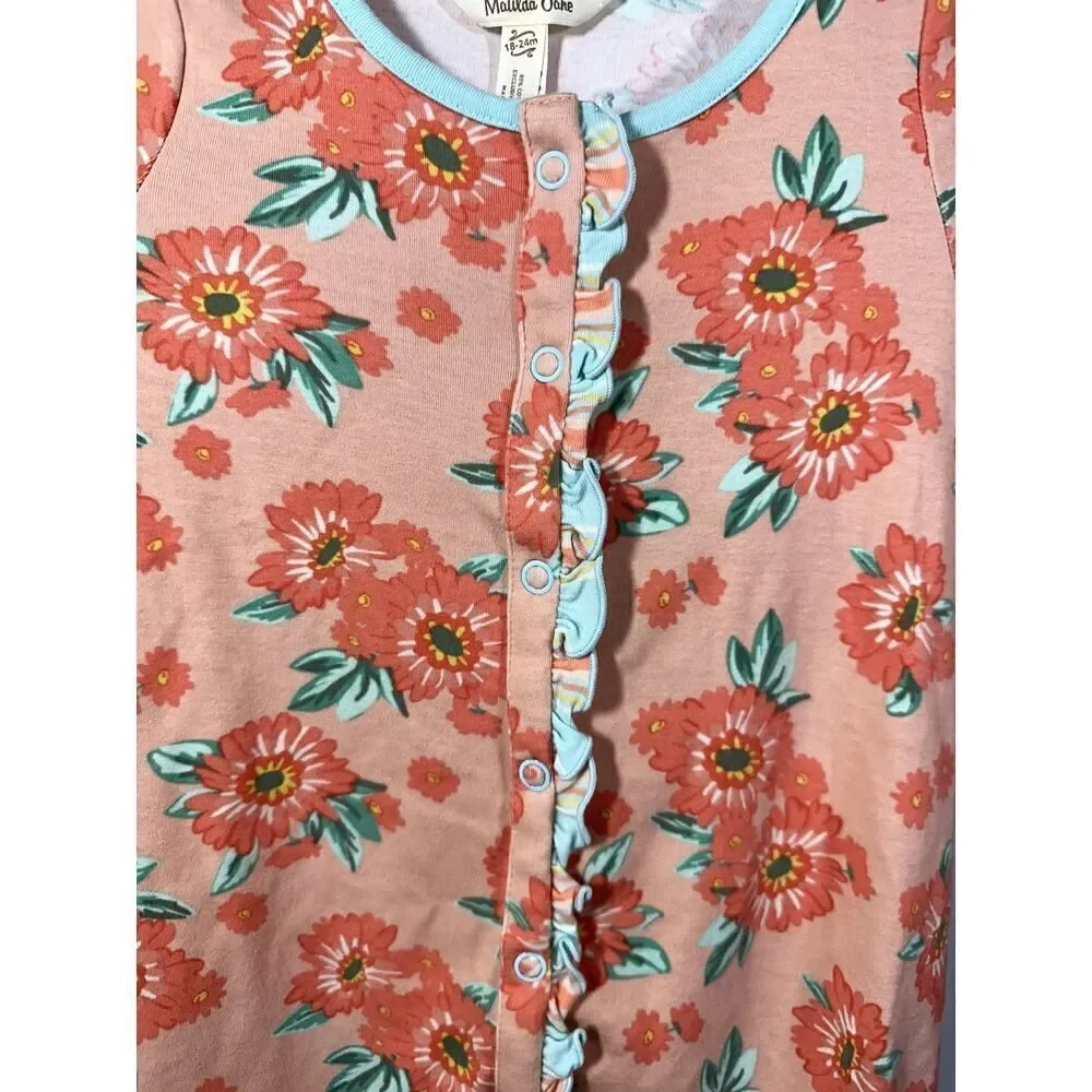MATILDA JANE Infant Girl Dozing Off Floral Convertible Romper Orange Size 18-24
